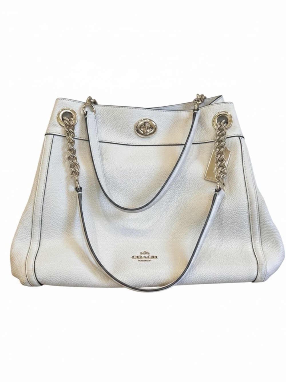 Coach Cream Leather Satchel with Gold Hardware
Dust bag included
